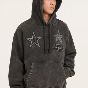 Veste d'hiver tendance sur mesure avec logo brodé, épaisse, ornée de strass, fermeture éclair, fabrication directe d'usine, couleur unie, imperméable et respirante pour homme - Product Image 1