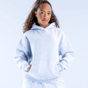 Sudadera con capucha gris personalizada de talla grande para mujer, ropa deportiva transpirable antiarrugas de algodón, Sudadera con capucha para mujer - Product Image 1