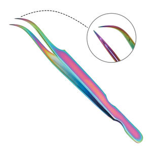 Professional <b>Fan</b> Making Lash Extension Tweezers Fiber Tip Tweezers Stainless Steel(<b>Pink</b> 90 Degree Tweezers,1Pc) - Product Image 5