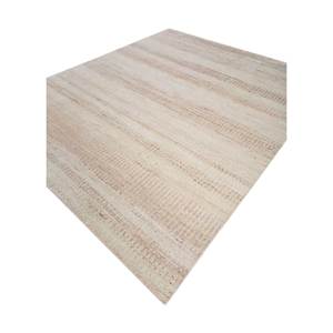 Tapis en laine rayé ivoire Manifest 9x12, noué à la main, style afghan, rectangulaire, motif puzzle Tabriz, pour entrée, couloir, usage domestique - Re-1488 - Product Image 2