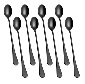 Cuchara de cubiertos de acero con espejo Respetuoso con el medio ambiente Otros suministros para hoteles y restaurantes Cuchara de 5 piezas Negro mate - Product Image 2