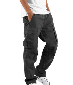 กางเกงคาร์โก้ผ้าแคนวาสทรงหลวมสำหรับผู้ชาย ผ้าฝ้ายคุณภาพสูง รับสกรีนโลโก้ เอวยางยืด น้ำหนักเบา สไตล์ลำลอง - Product Image 4
