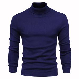 Jersey de lana personalizado para hombre, suéter de cuello alto, ropa de punto de cuello alto de manga larga en color liso - Product Image 4