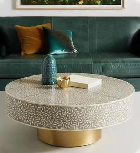 Mesas de centro con incrustaciones de hueso clásicas personalizables para sala de estar y comedor hechas a mano por Artisan Craft - Product Image 3