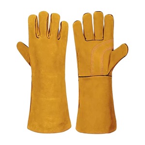 Guante de soldadura de piel de cabra de construcción industrial personalizado, guantes de cuero de vaca de trabajo de seguridad divididos, guantes de cuero de Pakistán - Product Image 1