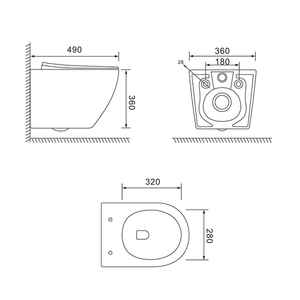 Ensemble de sanitaires minimalistes italiens en céramique noire mate Forl, deux pièces, à suspendre au mur, comprenant un siège de toilette - Product Image 4