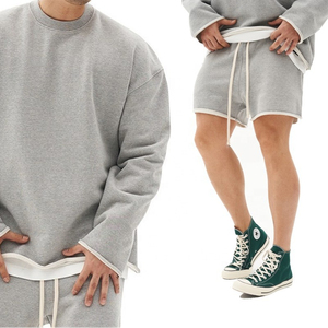 Costume de jogging avec logo personnalisé pull de sport Streetwear pull sweat-shirt deux pièces short et ensemble de survêtement pour hommes survêtement - Product Image 2