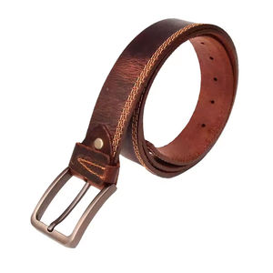 Cinturón de piel auténtica de lujo personalizado para hombre, cuero de vaca vintage, nuevo diseño, hebilla automática, servicio OEM personalizado informal disponible - Product Image 2