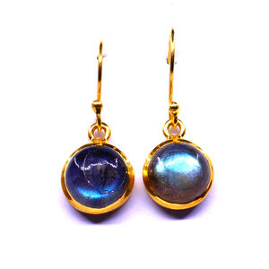 Wedding Wear 925 Sterling Silver <b>Gold</b> Plated Labradorite Gemstone Classic Hanging Ladies Wear <b>Earring</b> <b>Set</b> - Product Image 2