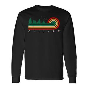 T-shirt a maniche lunghe Chilkat Alaska con design a righe vintage Evergreen - Product Image 1