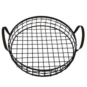 Bols de service pour collations de cuisine élégants et modernes nouveauté bols à fruits de concepteur en treillis métallique poignée en cuir sculpté durable - Product Image 1