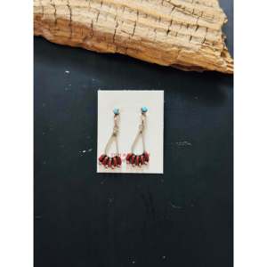 Pendientes Colgantes Zuni Hechos a Mano con Múltiples Piedras y Plata de Ley, Diseño Geométrico, para Regalo - Product Image 1