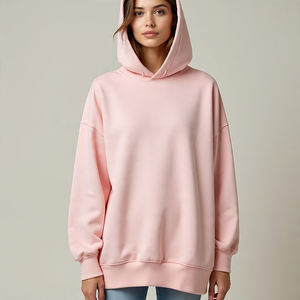 Oversize High Quality Winter Printed Front Pullover Hoodie <b>Women</b> Polyester Fleece Drop Shoulder Loose Fit - Product Image 5