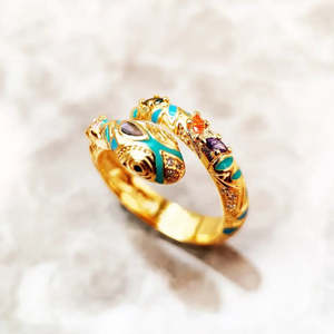 Anillo Serpiente Mágico Chapado en Oro Rosa y Rodio, Moderno y a la Moda, con Incrustaciones de Acero Inoxidable, Chapado en Plata y Oro - Product Image 3