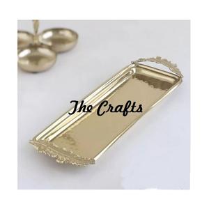 Plateau de service alimentaire martelé en acier inoxydable avec poignées de feuilles Plateau de chocolats de taille et de forme personnalisées en vrac - Product Image 5