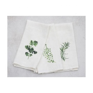 Serviettes de cuisine durables certifiées GOTS avec impression personnalisée, brodées simples, golf, myrtille, lin 100% coton biologique - Product Image 2