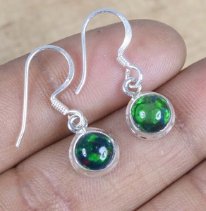 Boucles d'oreilles en argent Sterling massif de haute qualité opale pierres précieuses faites à la main filles mode 925 femmes balancent 925 timbre bijoux en argent - Product Image 4