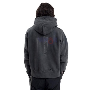 เสื้อฮู้ดดี้สตรีทแวร์ฤดูหนาว ผ้าฝ้ายเฟรนช์เทอร์รี่ 100% สกรีนโลโก้ตามสั่ง ทรงโอเวอร์ไซส์ ไหล่ตก สไตล์ดิสเทรส - Product Image 5