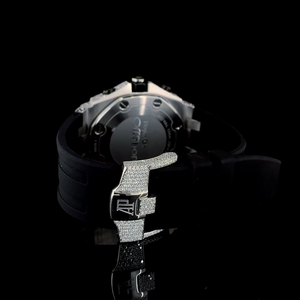 Montre chronographe analogique à quartz de luxe pour homme, bracelet en acier inoxydable noir, diamants en moissanite glacés, tendance - Product Image 5