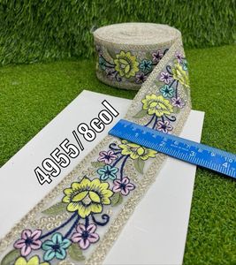 Custom Made Machine Embroidered <b>Ribbons</b> in Floral Design & in Eight Colours for <b>Wedding</b> Dresses in 2 Inch Width for Resale. - Product Image 3