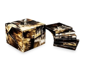 Sous-verre en corne de buffle moderne et fait à la main pour la vente de vaisselle artisanale et sous-verre à carreaux en corne - Product Image 6