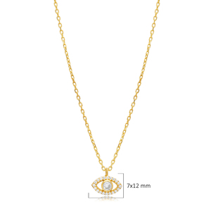 Ojo diseño CZ piedra suerte encanto collar turco joyería de plata al por mayor fina Estambul hecho a mano joyería fabricante - Product Image 2