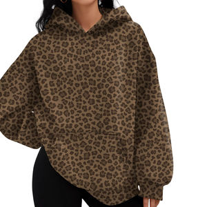 Custom Size Casual Wear <b>Women</b> Leopard-print Hoodies New Arrival Long Sleeve Lightweight Pullover Hoodie For Ladies - Product Image 1
