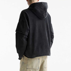 Sudadera con Capucha de Doble Capa de Alta Calidad, Estilo Vintage Deslavado, 100% Algodón, Lavado Ácido para Hombre - Product Image 3