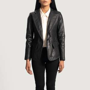 Selina <b>Women's</b> Black Leather Blazer - Product Image 1