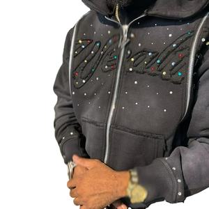 Sudaderas con Capucha Extra Grandes Unisex Casuales para Hombre 2026 con Bordado de Diamantes de Imitación, Logotipo Personalizado, 100% Algodón - Product Image 4