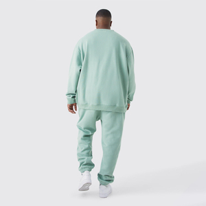 ผู้ชาย Sweatsuit ชุดเสื้อสเวตเตอร์สีทึบและ Sweatsuit กางเกงขายาวชุดสูทเหงื่อสองชิ้น - Product Image 2