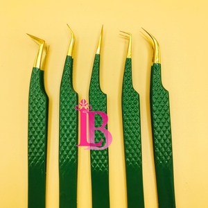 Pince à épiler de style NOUVEAU pour extensions de cils, pince à épiler en vison durable à pointe dorée, forte adhérence, logo gratuit, pointe en fibre gratuite - Product Image 3