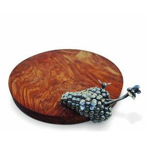 Planche à découper en grappe de raisin en bois d'acacia avec poignée en argent, idéale pour les apéritifs au fromage et les ustensiles de cuisine décoratifs - Product Image 1