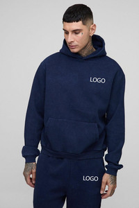 Custom Streetwear Manufacturer Acid Wash Blue Box Fit unisex Tracksuit Custom LOGO 500gsm 100% Cotton Drop Shoulder Hooded - Product Image 2