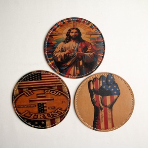 Cowhide Leather-<b>Coaster</b> Set Western-<b>Coasters</b> Cow Print-Drink <b>Coasters</b>-Rustic Farmhouse-Decor Handmade Leather <b>Coasters</b>-Gift - Product Image 1