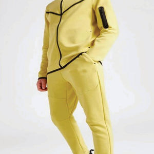 Conjunto deportivo amarillo de dos piezas para niños, chaqueta con cremallera y pantalones deportivos, ropa deportiva informal para entrenamiento, ropa para niños - Product Image 5