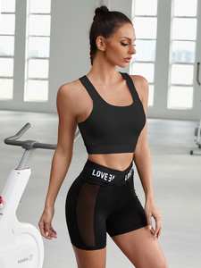 สปอร์ตบราผ่าหลังแบบไขว้โลโก้ด้านหน้าแบบสั่งทำสีแห้งเร็วและระบายอากาศได้ดีสำหรับโยคะและยิม - Product Image 2