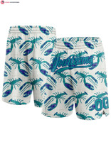 Pantalones Casuales Unisex con Cintura Elástica Transpirable, Diseño 3D de Palmeras Hawaianas y Osos Surfistas, Color Azul Claro y Blanco Real