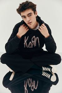 Sweat à capuche imprimé de qualité supérieure pour hommes, coupe ample, avec doublure en jersey de coton mélangé, manches longues, poche latérale kangourou, noir - Product Image 5