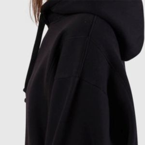 เสื้อมีฮู้ดผ้าฟลีซผ้าฝ้ายสีดำสำหรับทุกเพศงานปักสีและสีตามสั่ง - Product Image 6