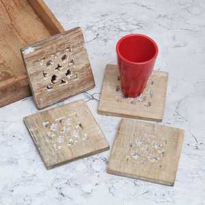 Posavasos modernos de madera Jali, posavasos de nogal natural de MN EXPORTS - Product Image 6