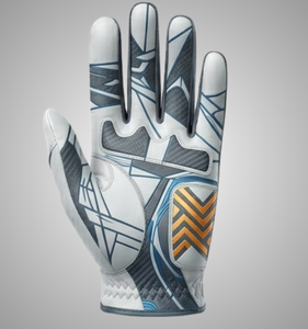 Golf Glove Right Hand Genuine Leather Non-Slip <b>Hook</b> And Loop Closure Unisex Sports Blue Orange Design for Practice OEM Supply - Product Image 2
