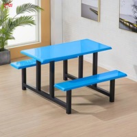 Table de cantine commerciale en acier inoxydable 304 soudé, robuste, avec deux bancs latéraux intégrés pour restaurant