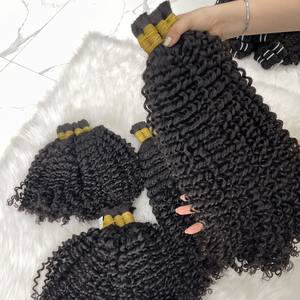 Extensions de cheveux Remy vierges noires naturelles 100% Perruques à bande bouclée non traitées Cuticules alignées en vrac 26-28 pouces du Vietnam - Product Image 4