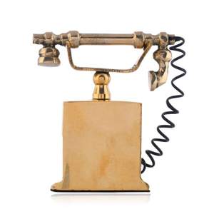 Téléphone miniature réaliste antique avec pavé de numérotation et récepteur en laiton article cadeau - Product Image 4