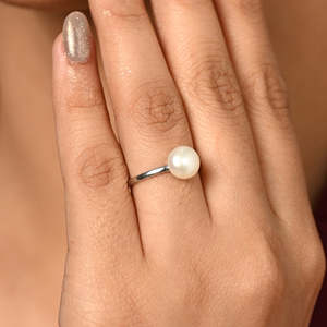 NOVAMART Fine Buy Premium 925 Sterling <b>Silver</b> AAA Grade Round Pearl <b>Rings</b> for <b>Women</b> <b>Wedding</b> Engagement Wholesale Export - Product Image 4