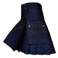 Celana Denim Biru Langit Buatan Tangan Skotlandia, Bernapas, Warna Denim, Model High Street, Pinggang Sedang, Bahan Rajut Lembut, Logo Rajut 3D, Serbaguna, Pria