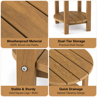 Table Ronde Moderne Confortable pour Jardin et Plage, en Plastique Bois HIPS Durable, Étanche et Anti-Corrosion