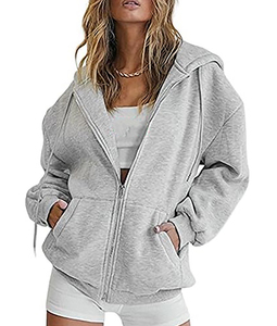 Wholesale Premium Quality Knitted 100% Cotton Fleece Breathable Pullover 320gsm Oversized Women's Hoodies Sweatshirts Streetwear - Product Image 1