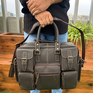 Nouveau personnalisé Vintage véritable cuir de vachette cartable bandoulière sacs de messager pleine fleur en cuir véritable moto côté sac pour hommes - Product Image 3